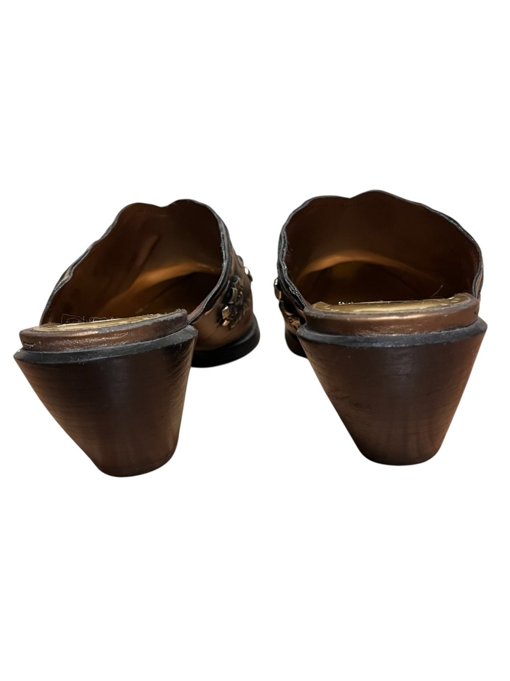 Vintage Luichiny Gold Bronze Embellished Cowboy Western Mules Slip Ons Size 7 - Picture 8 of 11